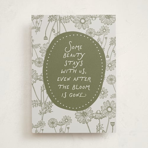 This is a moss sympathy cards with standard by Maja Cunningham called vintage blooms printing on signature in greeting cards