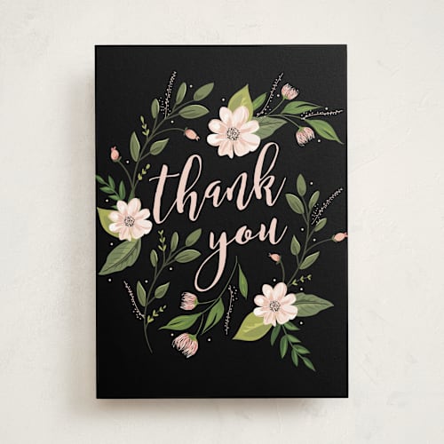 This is a ink greeting cards with standard by Susan Moyal called thank you flowers printing on signature in greeting cards