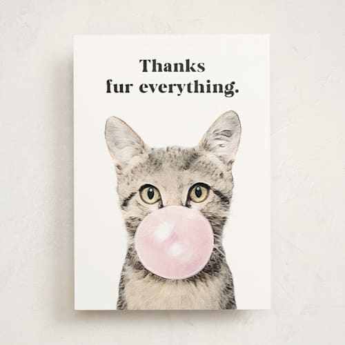 This is a bubblegum greeting cards with standard by Maja Cunningham called bubblegum animals: cat printing on signature in greeting cards
