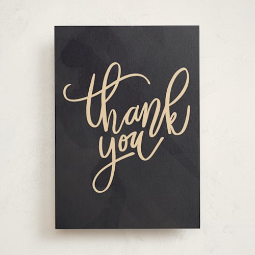 This is a slate greeting cards with standard by Stacey Meacham called handwritten thanks printing on signature in greeting cards