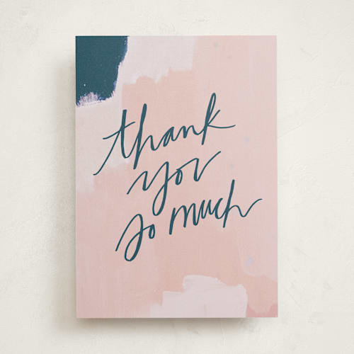 This is a blush greeting cards with standard by Krissy Bengtson called thanks on blush printing on signature in greeting cards
