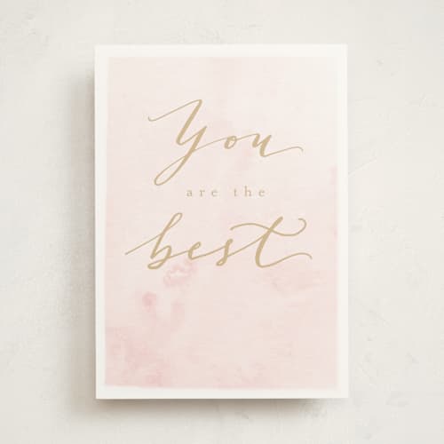 This is a blush greeting cards with standard by Everett Paper Goods called best thanks printing on signature in greeting cards