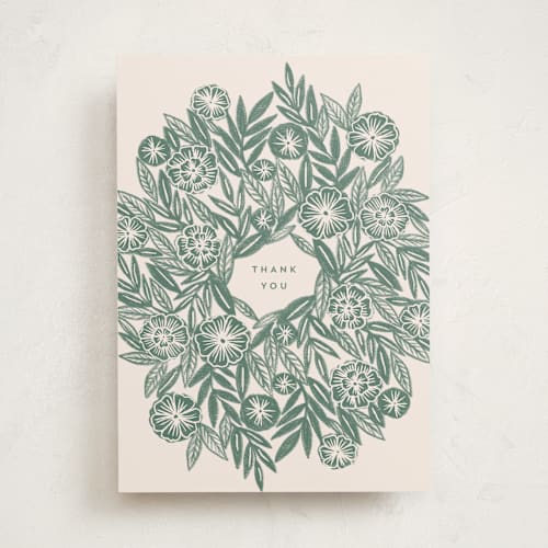 This is a basil greeting cards with standard by Katharine Watson called sketched greenery thanks printing on signature in greeting cards