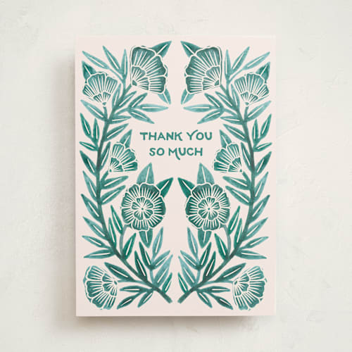 This is a greenery greeting cards with standard by Katharine Watson called watercolor thank you printing on signature in greeting cards