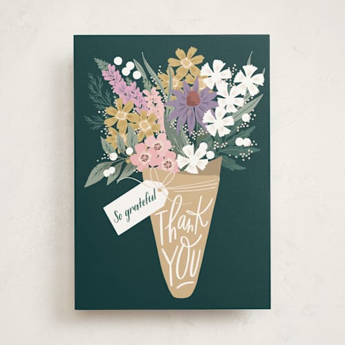 This is a deep sea greeting cards with standard by Alethea and Ruth called thank you bouquet tag printing on signature in greeting cards