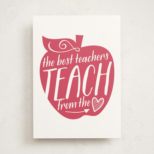 This is a cream greeting cards with standard by Jessie Steury called teach from the heart printing on signature in greeting cards