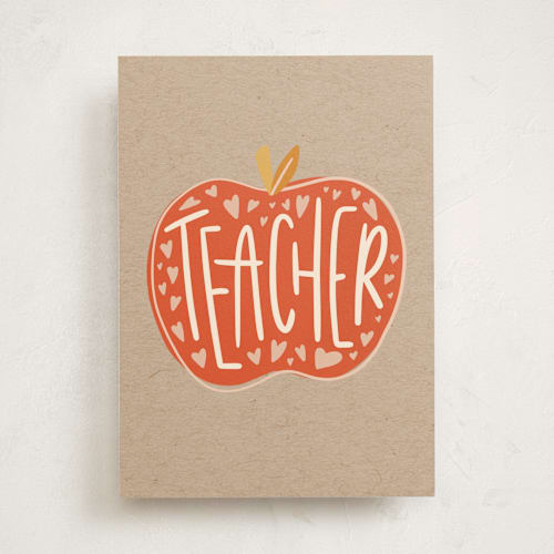 This is a apple greeting cards with standard by Meagan Bateman called teacher appreciation printing on signature in greeting cards