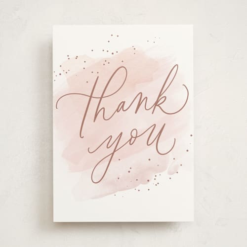 This is a blush greeting cards with standard by Everett Paper Goods called simple thanks printing on signature in greeting cards