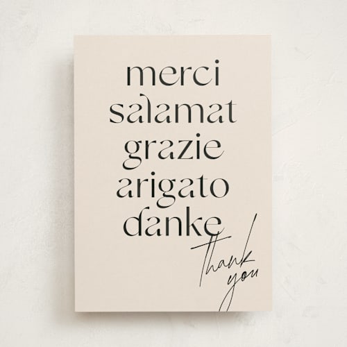 This is a cream greeting cards with standard by Wildfield Paper Co called thank you much printing on signature in greeting cards