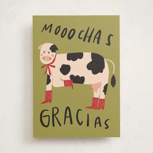 This is a grass greeting cards with standard by Janna Sue Design called mooochas gracias printing on signature in greeting cards