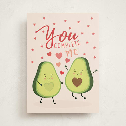 This is a bubblegum valentines day cards with standard by Sabrin Deirani called avocado love printing on signature in greeting cards
