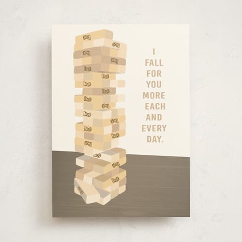 This is a snow valentines day cards with standard by Lauren Jinhee called falling for you printing on signature in greeting cards