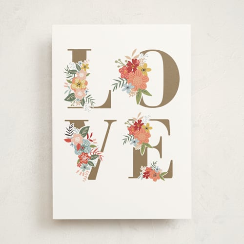 This is a gold valentines day cards with standard by Christie Elise called love type printing on signature in greeting cards