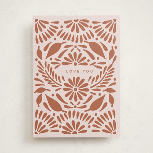 This is a rose gold valentines day cards with standard by Katharine Watson called bold frame love printing on signature in greeting cards