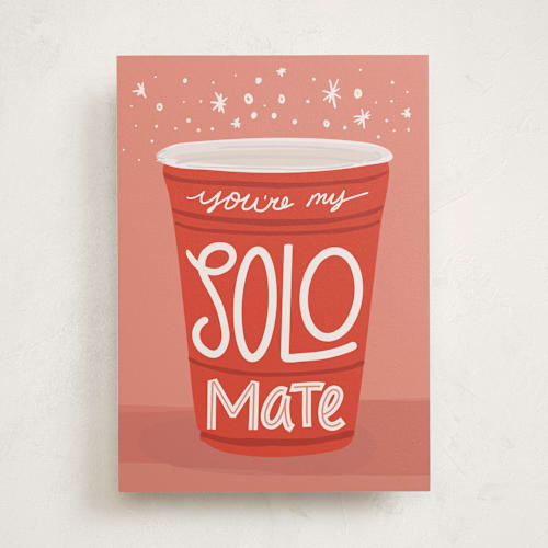 This is a peach valentines day cards with standard by Jenna Holcomb called solo mate printing on signature in greeting cards