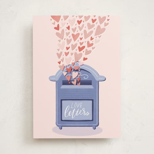 This is a blush valentines day cards with standard by Megan Cash called love letter printing on signature in greeting cards