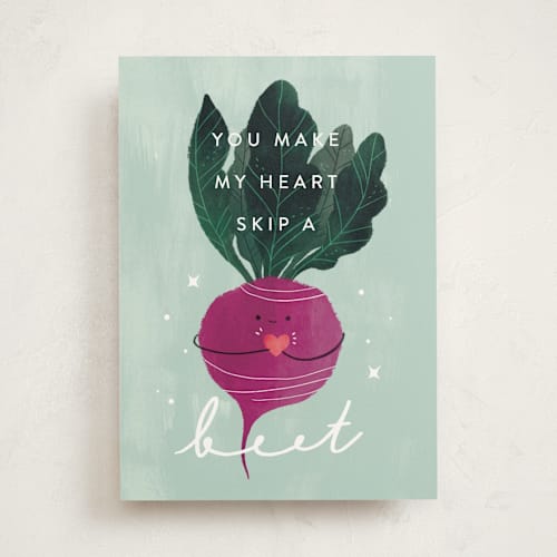 This is a mint valentines day cards with standard by Cindy Chu called heart beet printing on signature in greeting cards