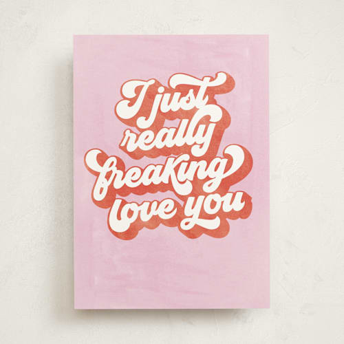 This is a cotton candy valentines day cards with standard by Pixel and Hank called freaking love printing on signature in greeting cards