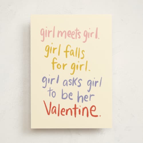 This is a daisy valentines day cards with standard by Inkblot Design called girl meets girl printing on signature in greeting cards