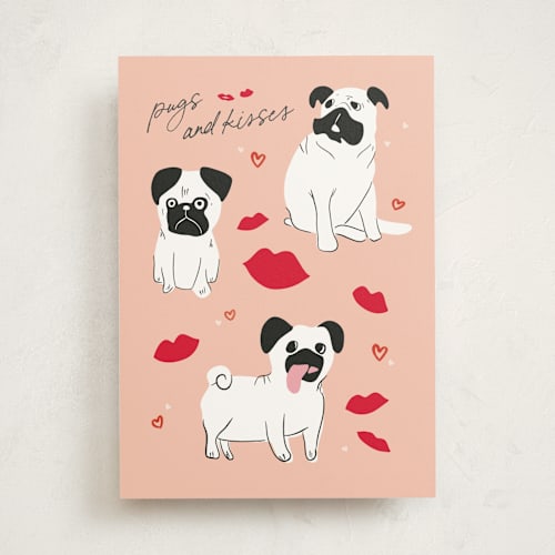 This is a candy valentines day cards with standard by Creo Study called pugs and kisses printing on signature in greeting cards