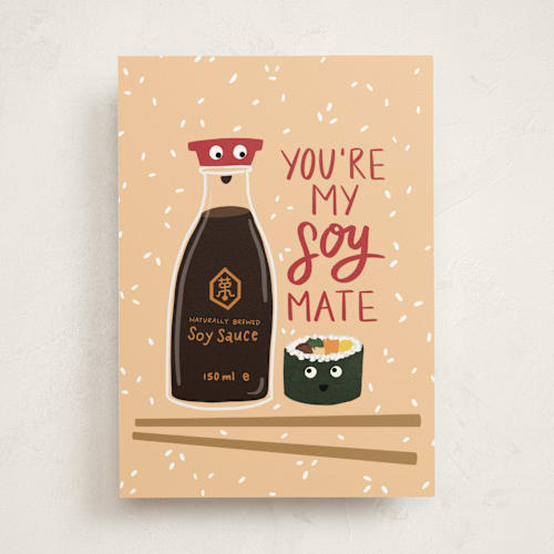 This is a custard valentines day cards with standard by Lauren Jinhee called my soy mate printing on signature in greeting cards