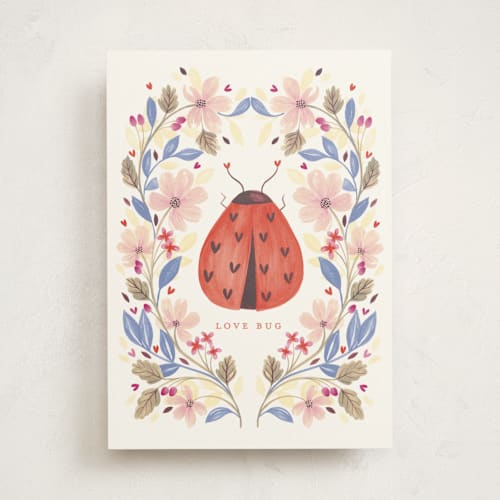 This is a saffron valentines day cards with standard by Sarah Knight called love bug printing on signature in greeting cards
