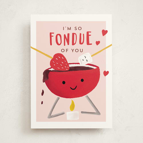 This is a wild strawberry valentines day cards with standard by chocomocacino called fondue printing on signature in greeting cards