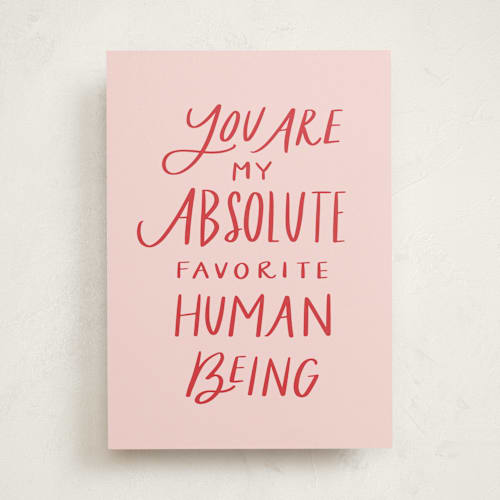 This is a blush valentines day cards with standard by Lauren Jinhee called absolute favorite printing on signature in greeting cards
