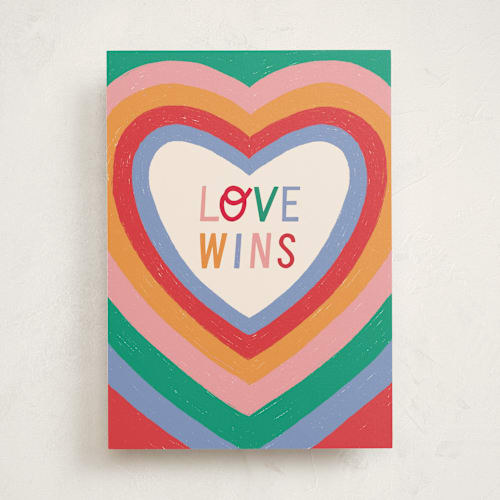 This is a rainbow valentines day cards with standard by Pati Cascino called love wins printing on signature in greeting cards