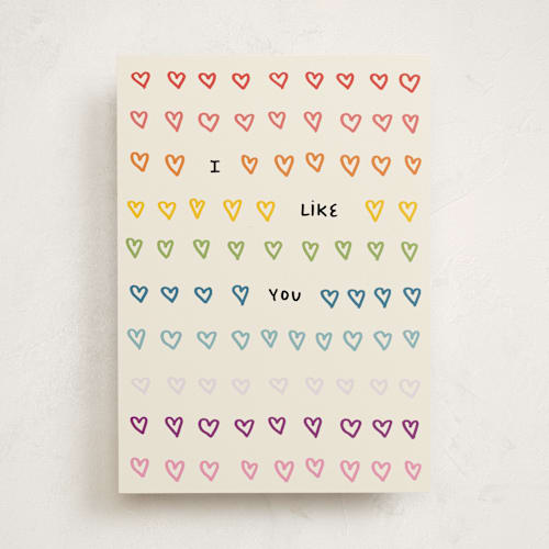 This is a rainbow valentines day cards with standard by Stephanie Hawkes called rainbow like printing on signature in greeting cards