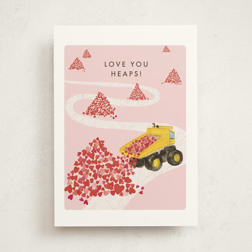This is a heart valentines day cards with standard by Holly Rose called love you heaps printing on signature in greeting cards
