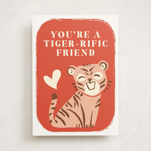 This is a tangerine valentines day cards with standard by Vivian Yiwing called tiger-rific printing on signature in greeting cards