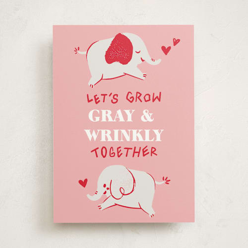This is a blush valentines day cards with standard by Vivian Yiwing called gray & wrinkly printing on signature in greeting cards