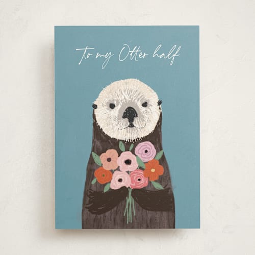 This is a sky valentines day cards with standard by Cass Loh called otter half printing on signature in greeting cards