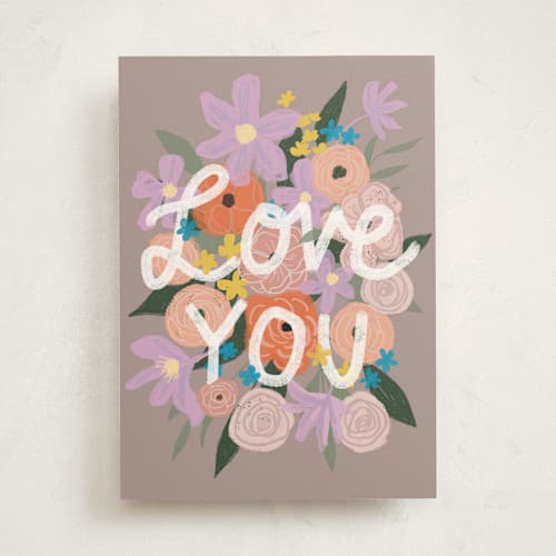 This is a bouquet valentines day cards with standard by Cass Loh called love you flowers printing on signature in greeting cards