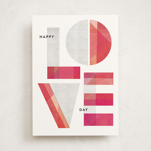This is a ruby valentines day cards with standard by Robert and Stella called geo love printing on signature in greeting cards