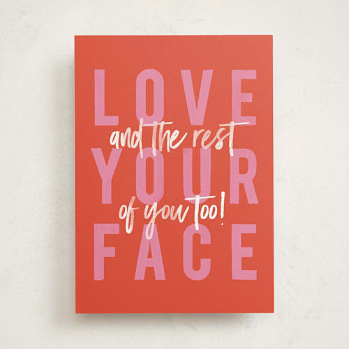 This is a poinsettia valentines day cards with standard by Robert and Stella called love your face printing on signature in greeting cards