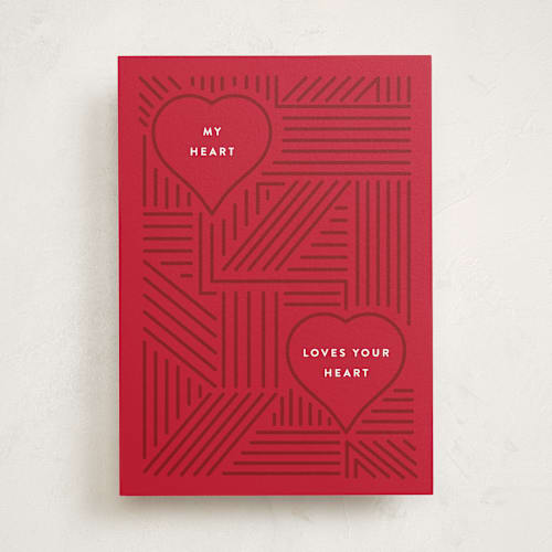 This is a ruby valentines day cards with standard by Robert and Stella called my heart your heart printing on signature in greeting cards