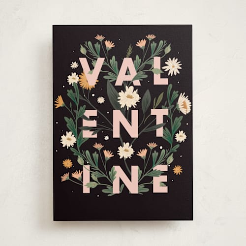 This is a midnight valentines day cards with standard by Hannah Williams called valentine floral printing on signature in greeting cards