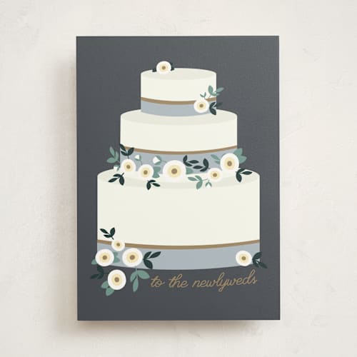 This is a navy wedding cards with standard by Hudson meet Rose called to the newlyweds printing on signature in greeting cards