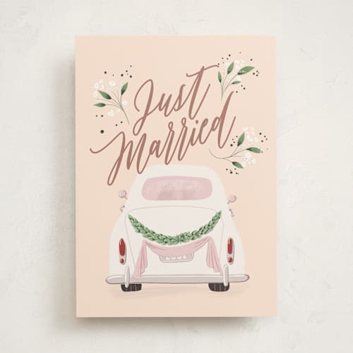 This is a blush wedding cards with standard by Ana Sharpe called the wedding day printing on signature in greeting cards