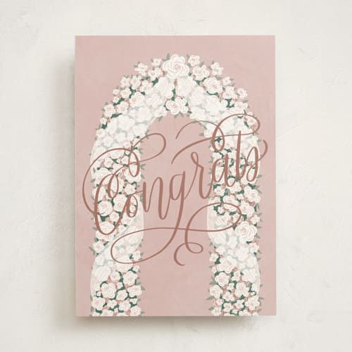 This is a dusty rose wedding cards with standard by Carolyn Kach called aisle arch printing on signature in greeting cards