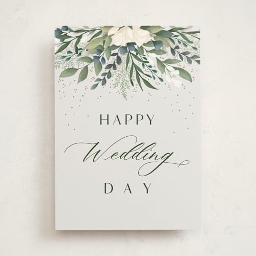 This is a daisy wedding cards with standard by Christy Hy Lee called modern floral printing on signature in greeting cards