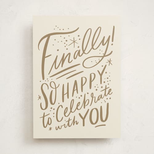 This is a cream wedding cards with standard by Alethea and Ruth called finally! printing on signature in greeting cards