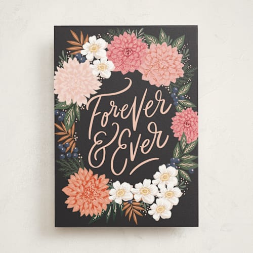 This is a carnation wedding cards with standard by Alethea and Ruth called forever and ever wreath printing on signature in greeting cards