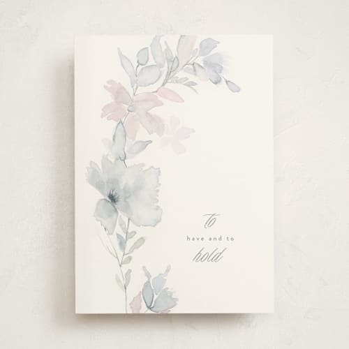 This is a bluebell wedding cards with standard by Phrosné Barwood called floral bow printing on signature in greeting cards