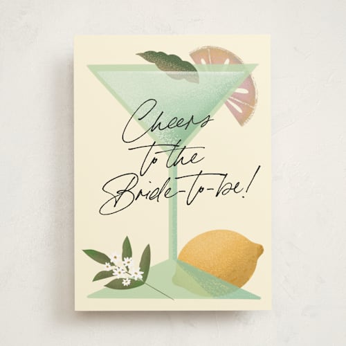 This is a champagne wedding cards with standard by Grae called fun bride printing on signature in greeting cards