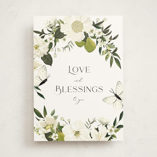 This is a lily wedding cards with standard by Susan Moyal called blossoms & butterflies printing on signature in greeting cards