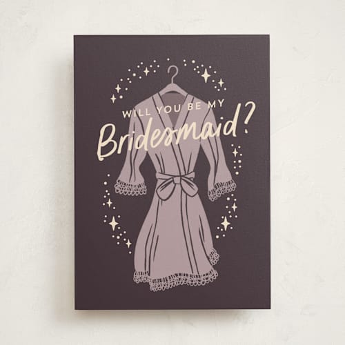 This is a twilight wedding cards with standard by Rebecca Smith called sparkling bridesmaid printing on signature in greeting cards