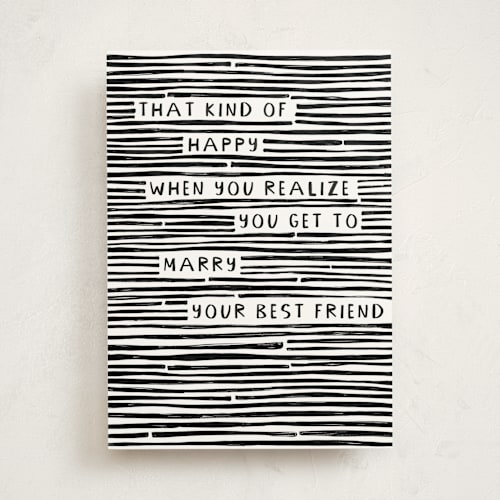 This is a ink wedding cards with standard by Kelly Watkins called modern lines printing on signature in greeting cards